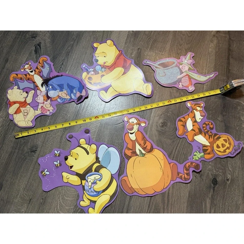 Disney Winnie the Pooh Cut Outs 6 pk Large - Glitter & Plain RARE Halloween - Picture 1 of 4